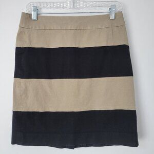 Banana Republic Beige Black Stripe Colorblock Mini Skirt Cotton Blend